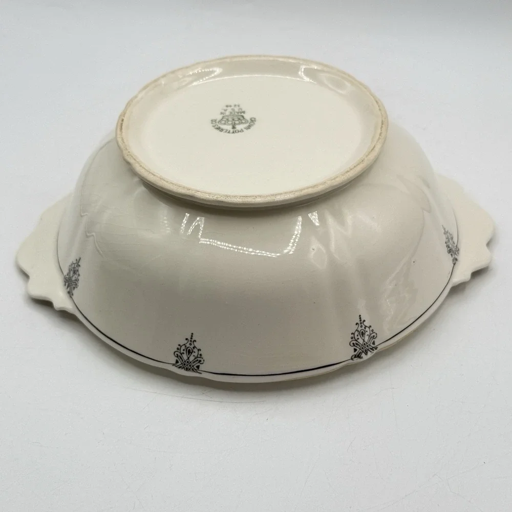 VTG 1940's Crown Potteries Co Covered Dish‎ - Vegetable Bowl - Gold Trim -